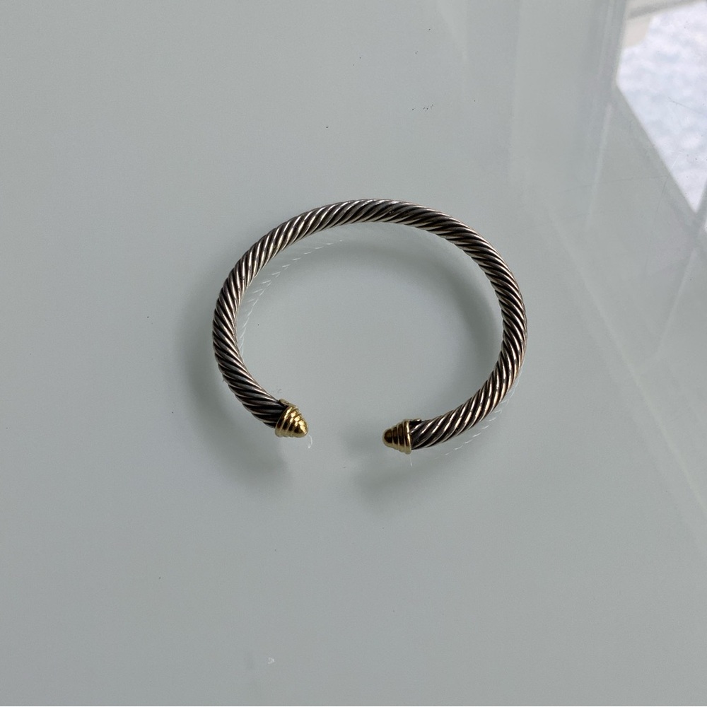 100% Authentic David Yurman 14k Gold Two Tone Classic Cable Bracelet